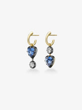 Asymmetric Heart-Shaped Sapphire & Diamond Hoop Earrings
