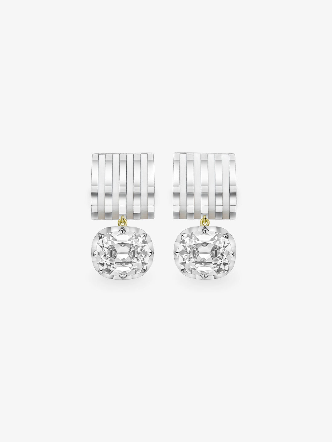 Pinstripe Enamel & Diamond Earrings  View 1