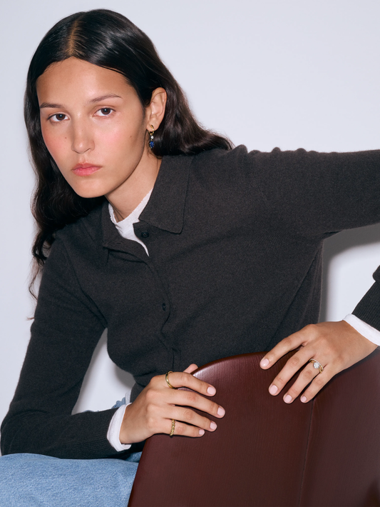 Asymmetric Pear-Shaped Sapphire & Oval Diamond Hoop Earrings View 3