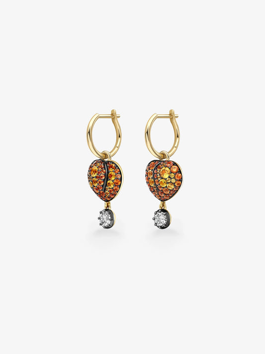 Fruit Salad Peachy Sapphire & Diamond Gypset Hoop Earrings View 2