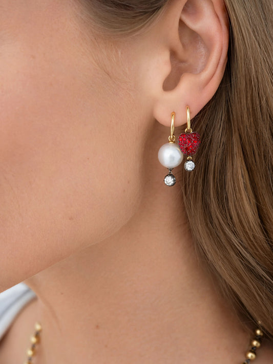 Fruit Salad Ruby Apple & Diamond Single Gypset Hoop Earring View 3