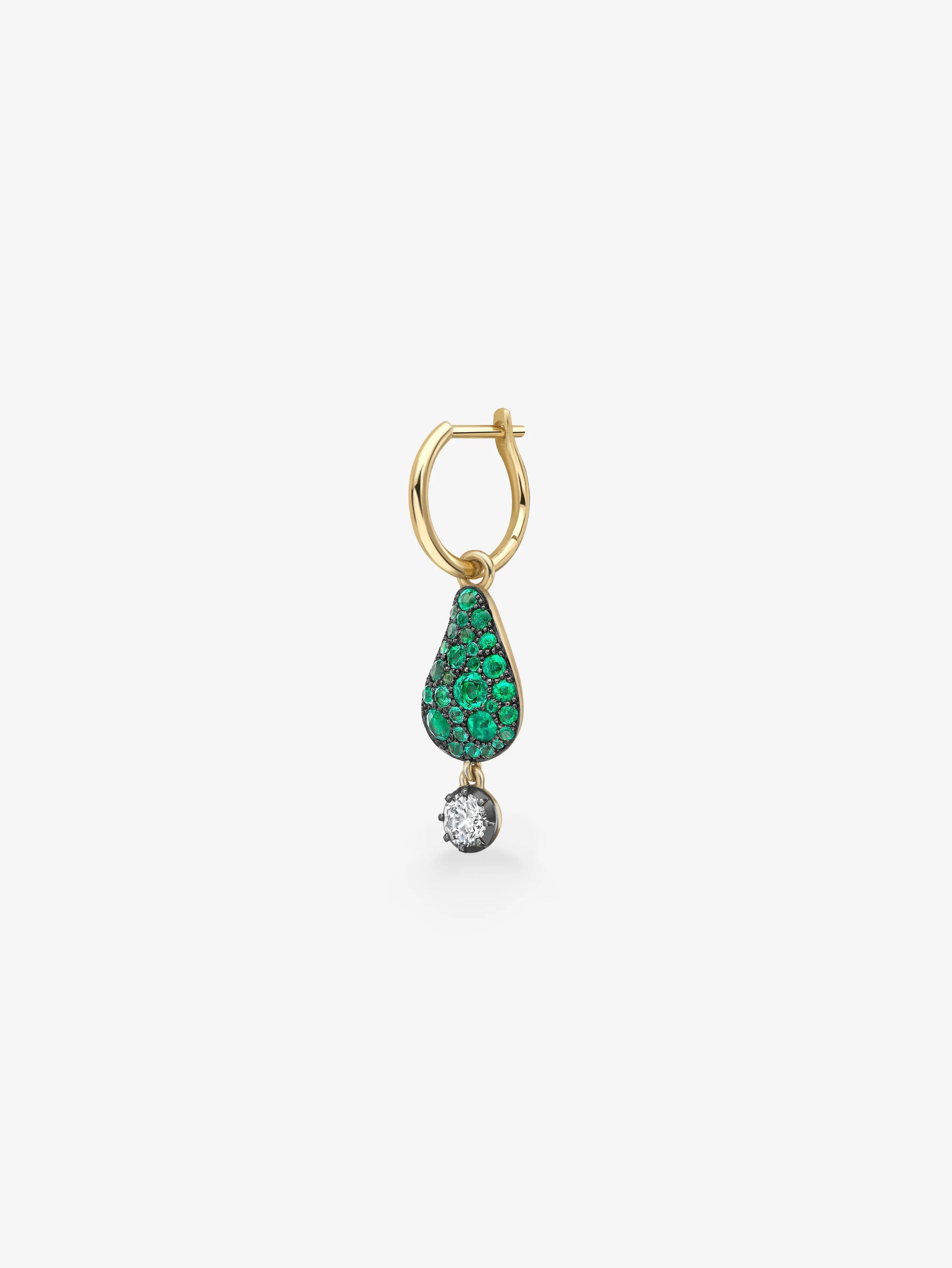 Fruit Salad Emerald Prickly Pear & Diamond Single Gypset Hoop Earring View 2