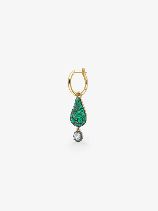 Fruit Salad Emerald Prickly Pear & Diamond Single Gypset Hoop Earring View 2