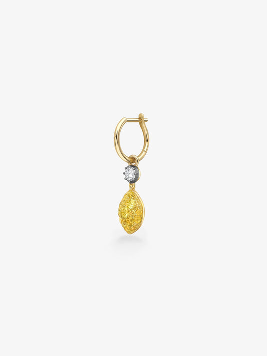 Fruit Salad Lemon Drop Sapphire & Diamond Single Gypset Hoop Earring View 2