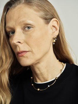 Orbit Single Yellow Gold & Diamond Sphere Gypset Hoop Earring