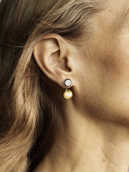 Orbit Asymmetric Yellow Gold 3.40ct & 1.31ct Diamond Sphere Earrings