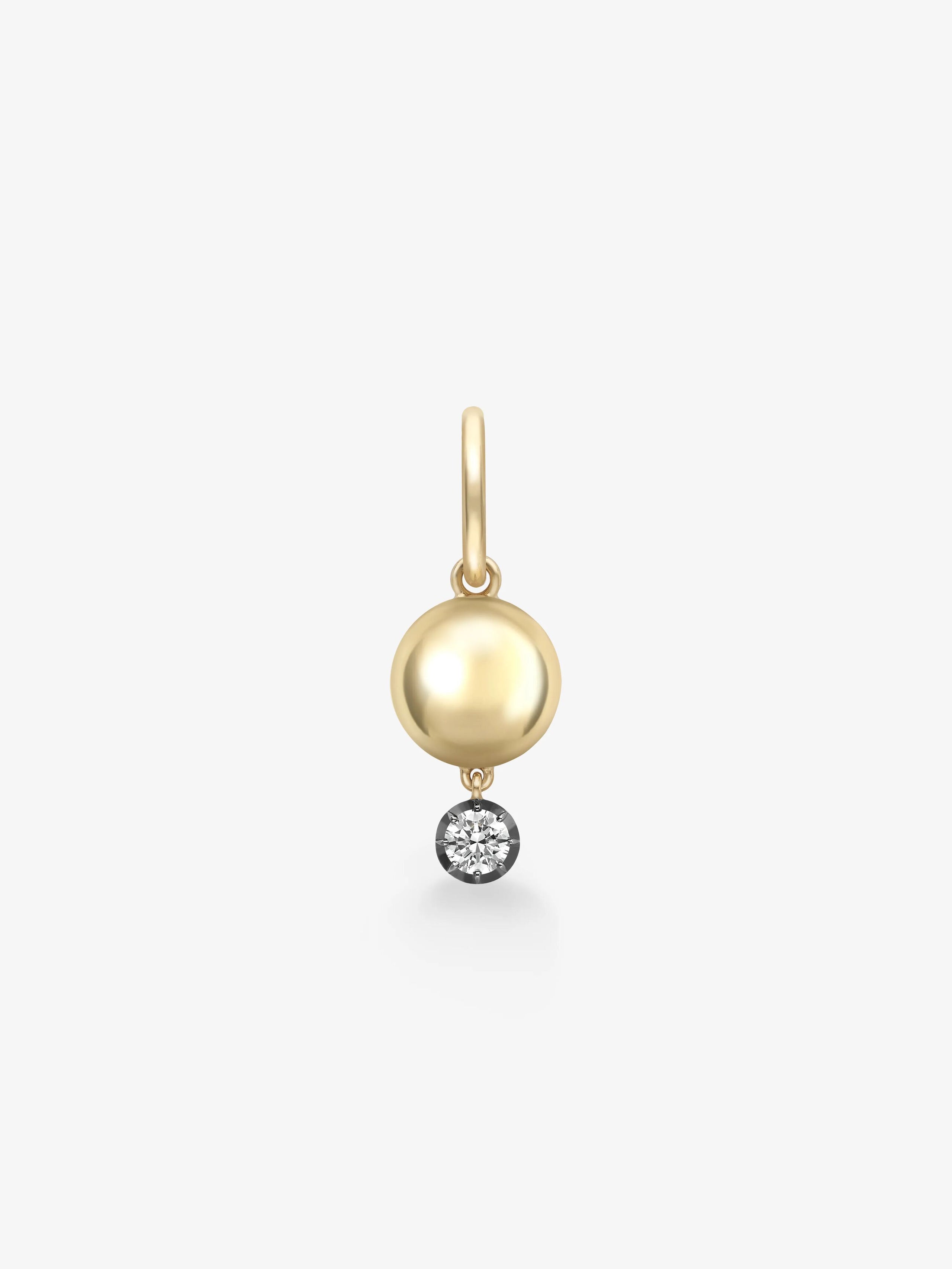 Orbit Single Yellow Gold & Diamond Sphere Gypset Hoop Earring View 1
