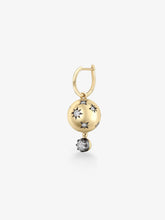 Orbit Single Yellow Gold Star-Set & Diamond Sphere Gypset Hoop Earring
