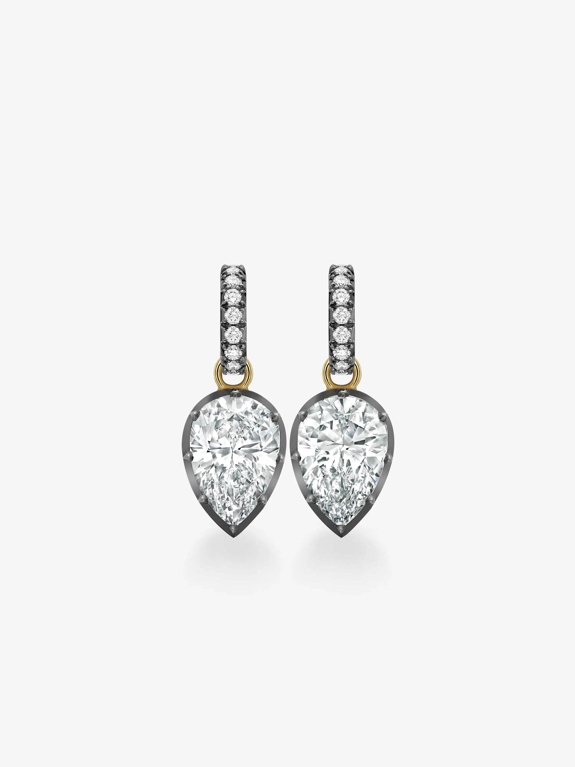 7.51ct Pear-Shaped Diamond Millegrain Hoop Earrings View 1