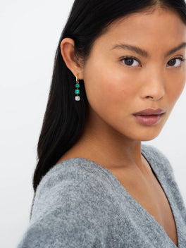 Emerald Cut Emerald & Diamond Gypset Hoop Earrings