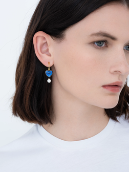 6.23ct Heart-Shaped Sapphire & Diamond Gypset Hoop Earrings