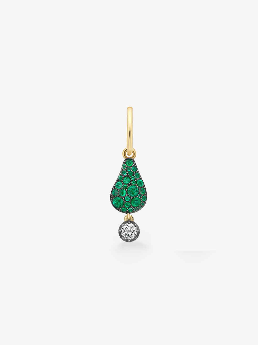 Fruit Salad Emerald Prickly Pear & Diamond Single Gypset Hoop Earring  View 1