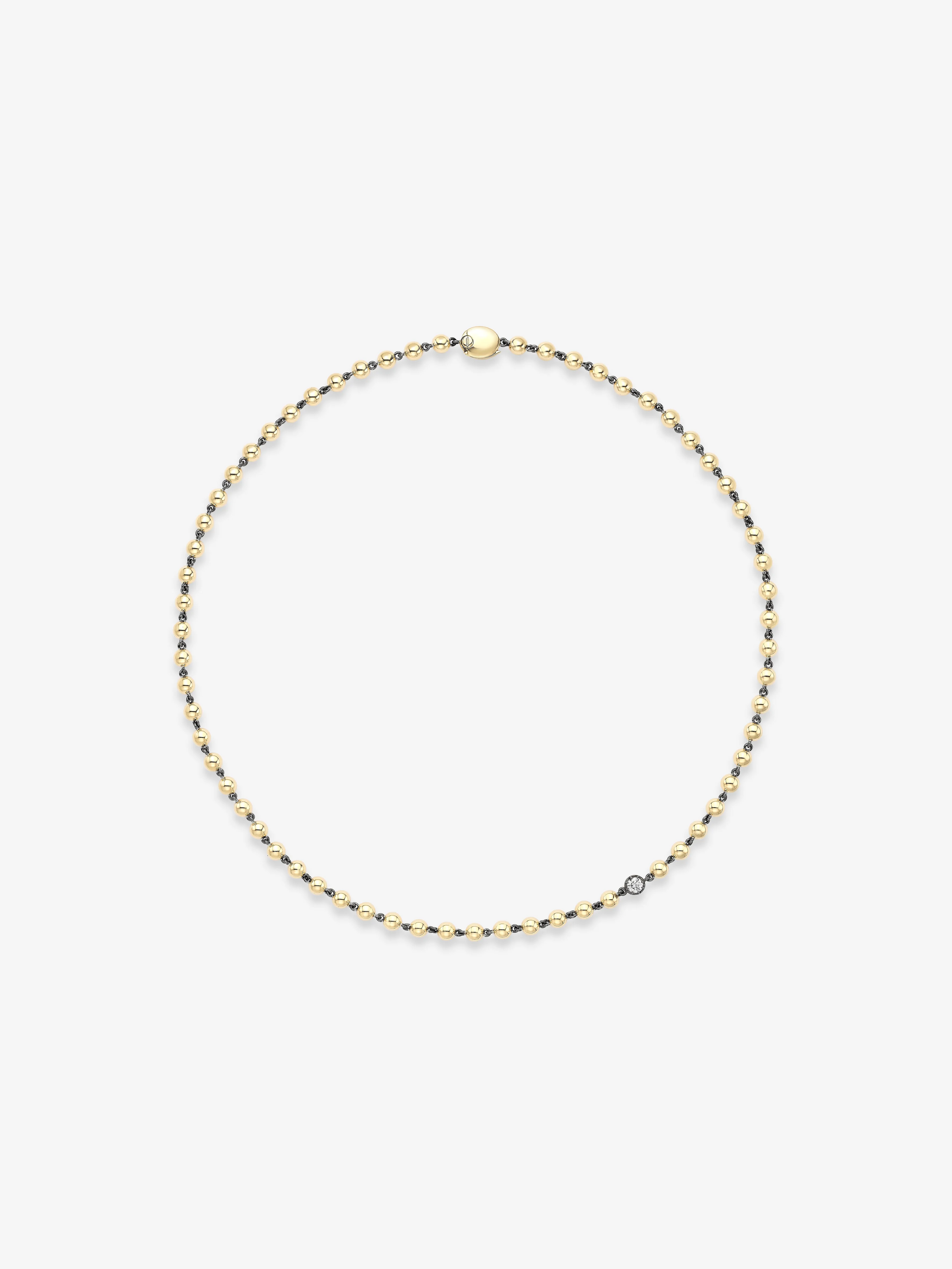 Ball n Chain Yellow Gold Diamond 18" Necklace View 1