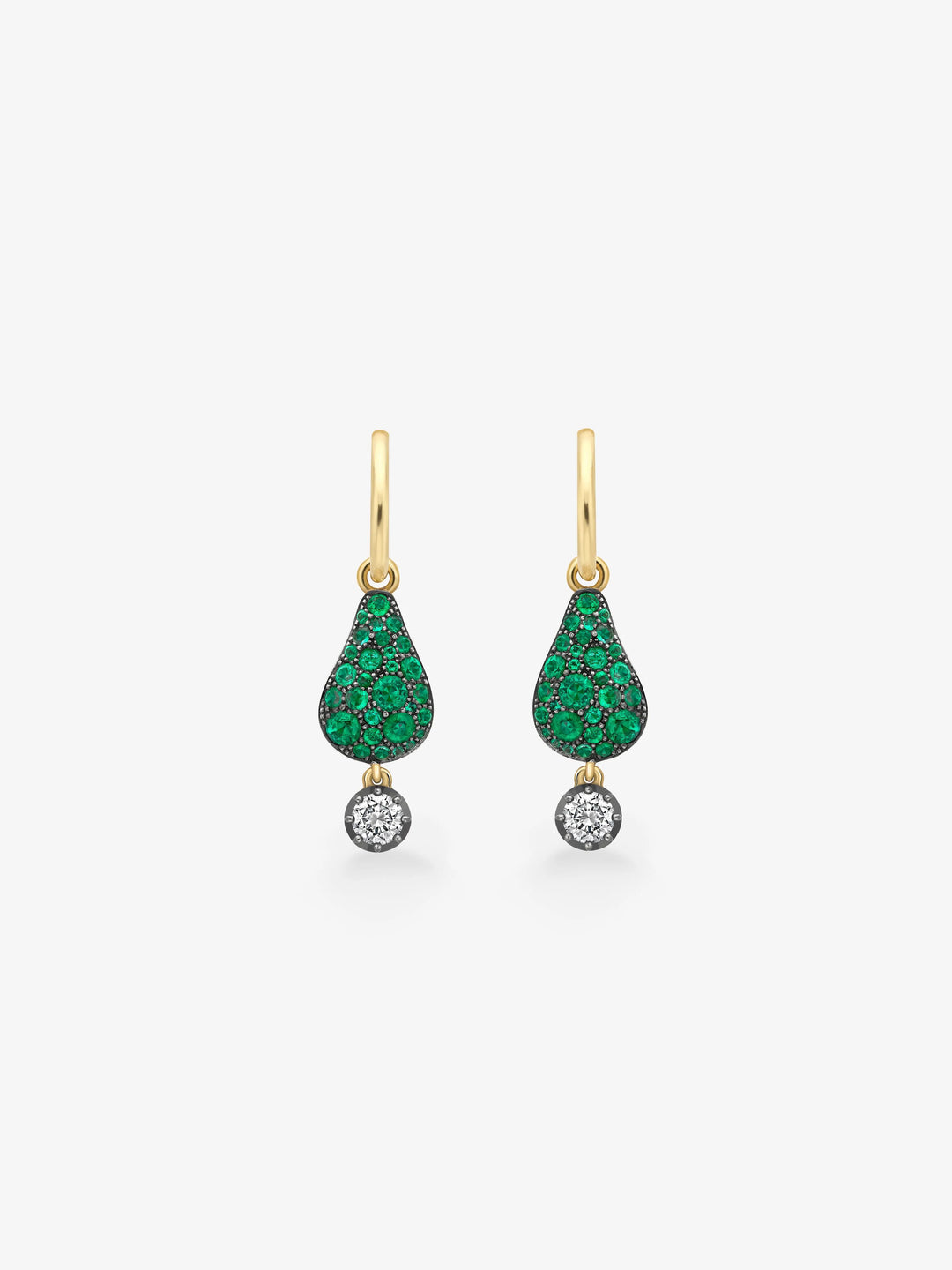 Fruit Salad Emerald Prickly Pear & Diamond Gypset Hoop Earrings  View 1