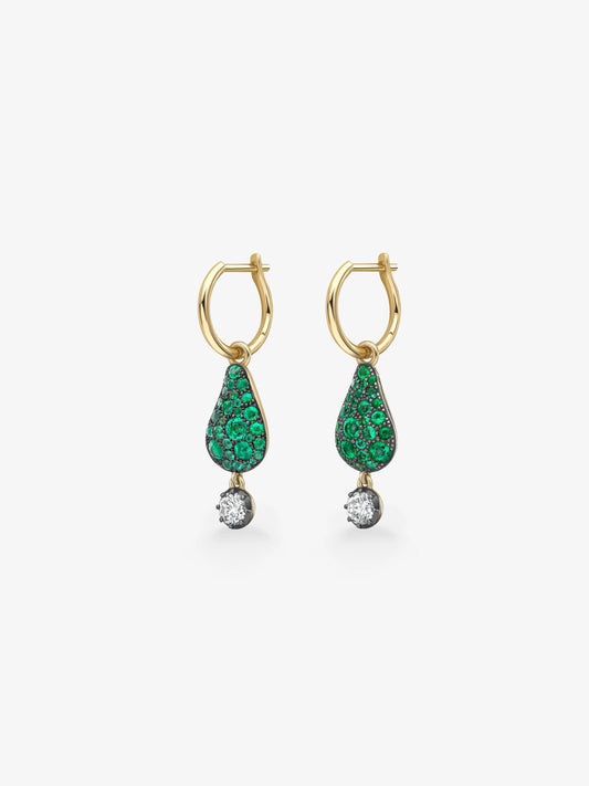 Fruit Salad Emerald Prickly Pear & Diamond Gypset Hoop Earrings View 2