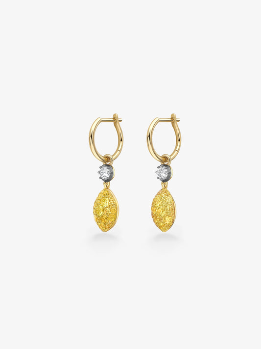 Fruit Salad Lemon Drop Sapphire & Diamond Gypset Hoop Earrings View 2