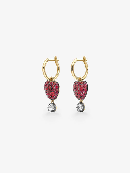 Fruit Salad Ruby Apple & Diamond Gypset Hoop Earrings View 2