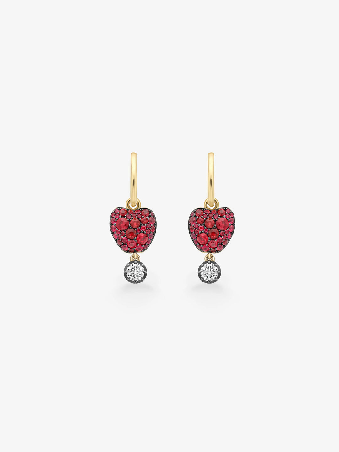 Fruit Salad Ruby Apple & Diamond Gypset Hoop Earrings  View 1