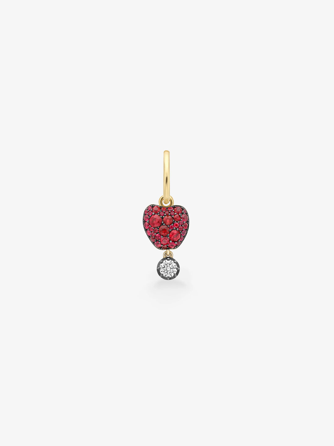 Fruit Salad Ruby Apple & Diamond Single Gypset Hoop Earring  View 1