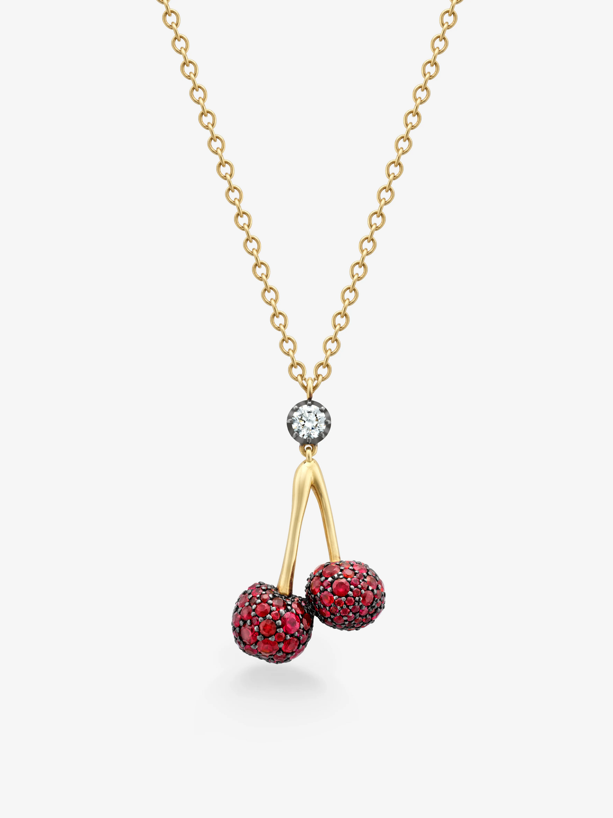 Fruit Salad Mini Ruby Cherries & Diamond Pendant View 3