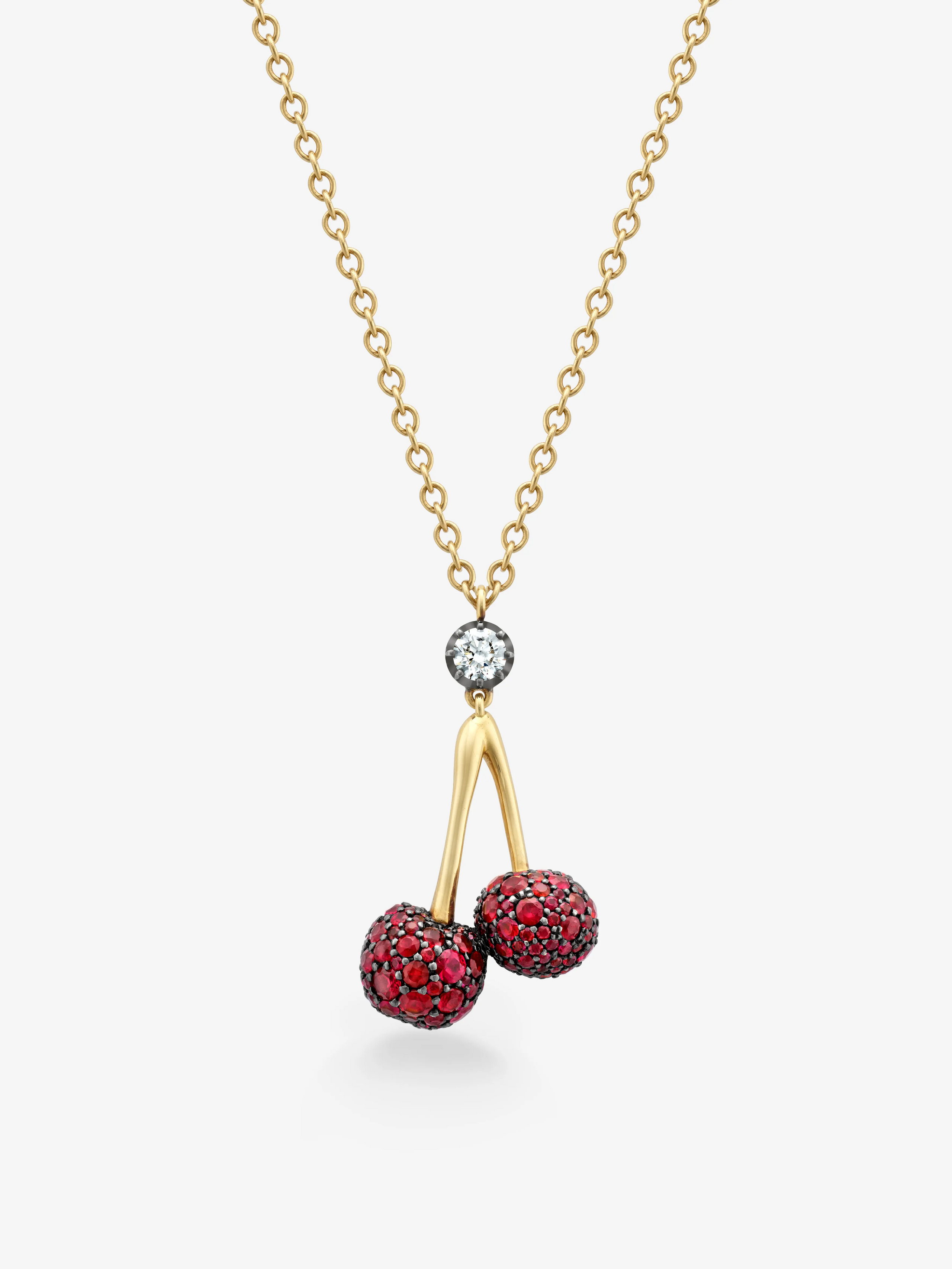 Fruit Salad Mini Ruby Cherries & Diamond Pendant View 3