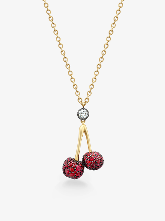 Fruit Salad Mini Ruby Cherries & Diamond Pendant View 3