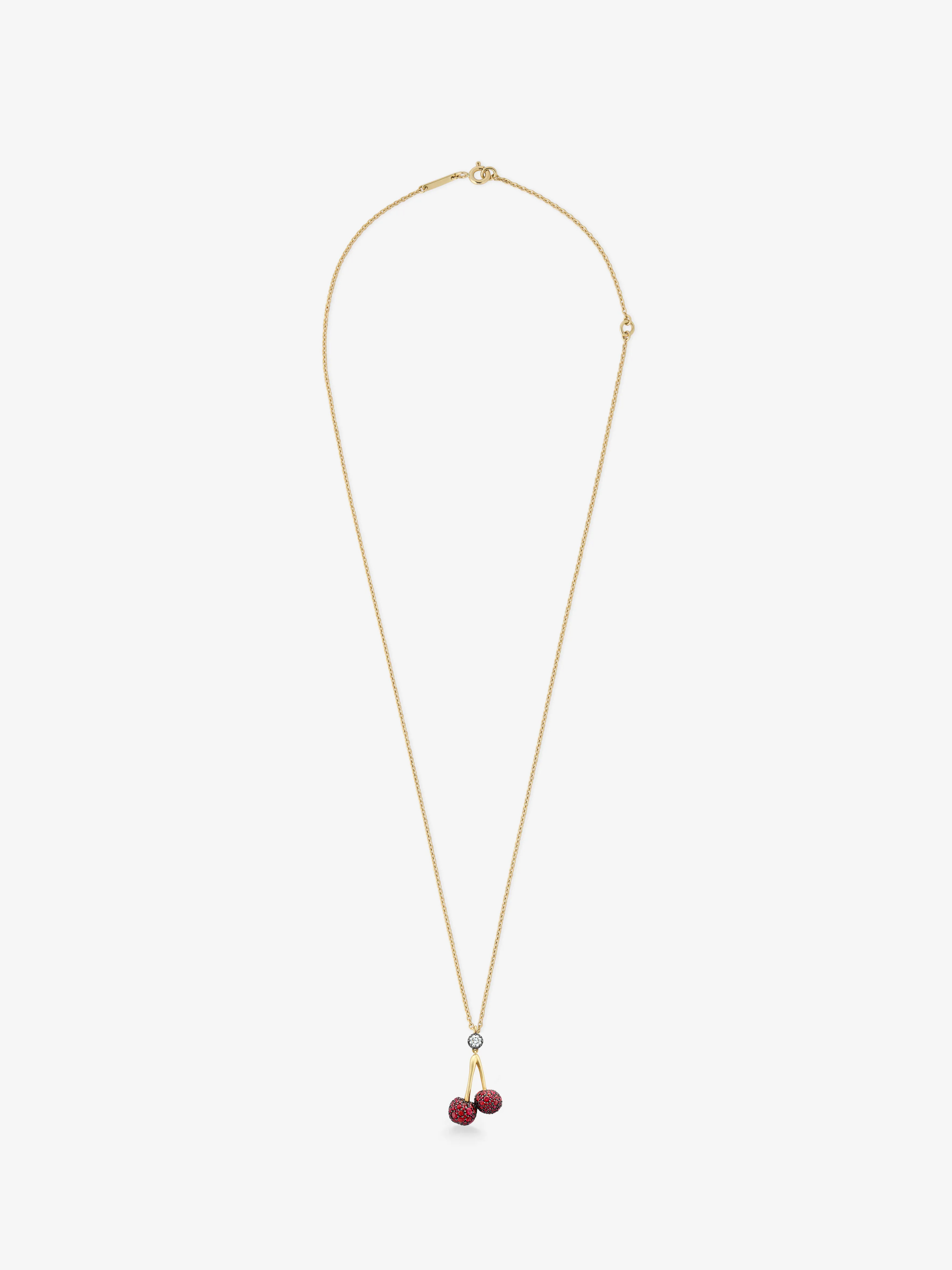 Fruit Salad Mini Ruby Cherries & Diamond Pendant View 1