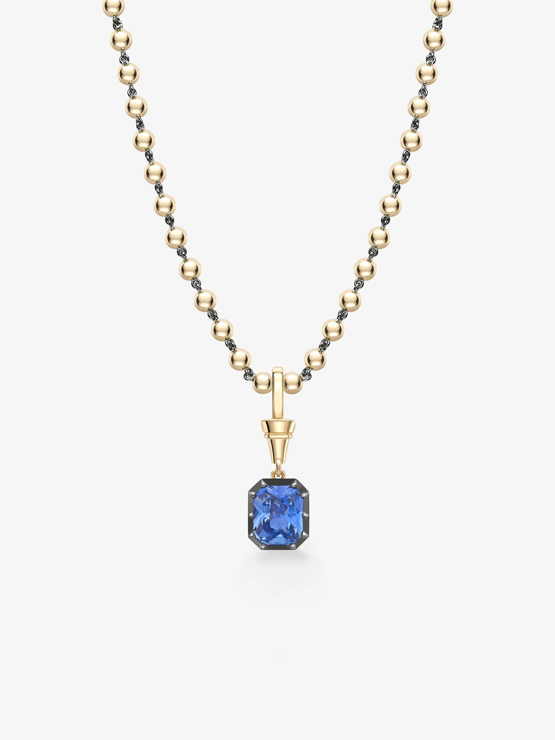 Ball n Chain 5.03ct Emerald Cut Sapphire Pendant View 2