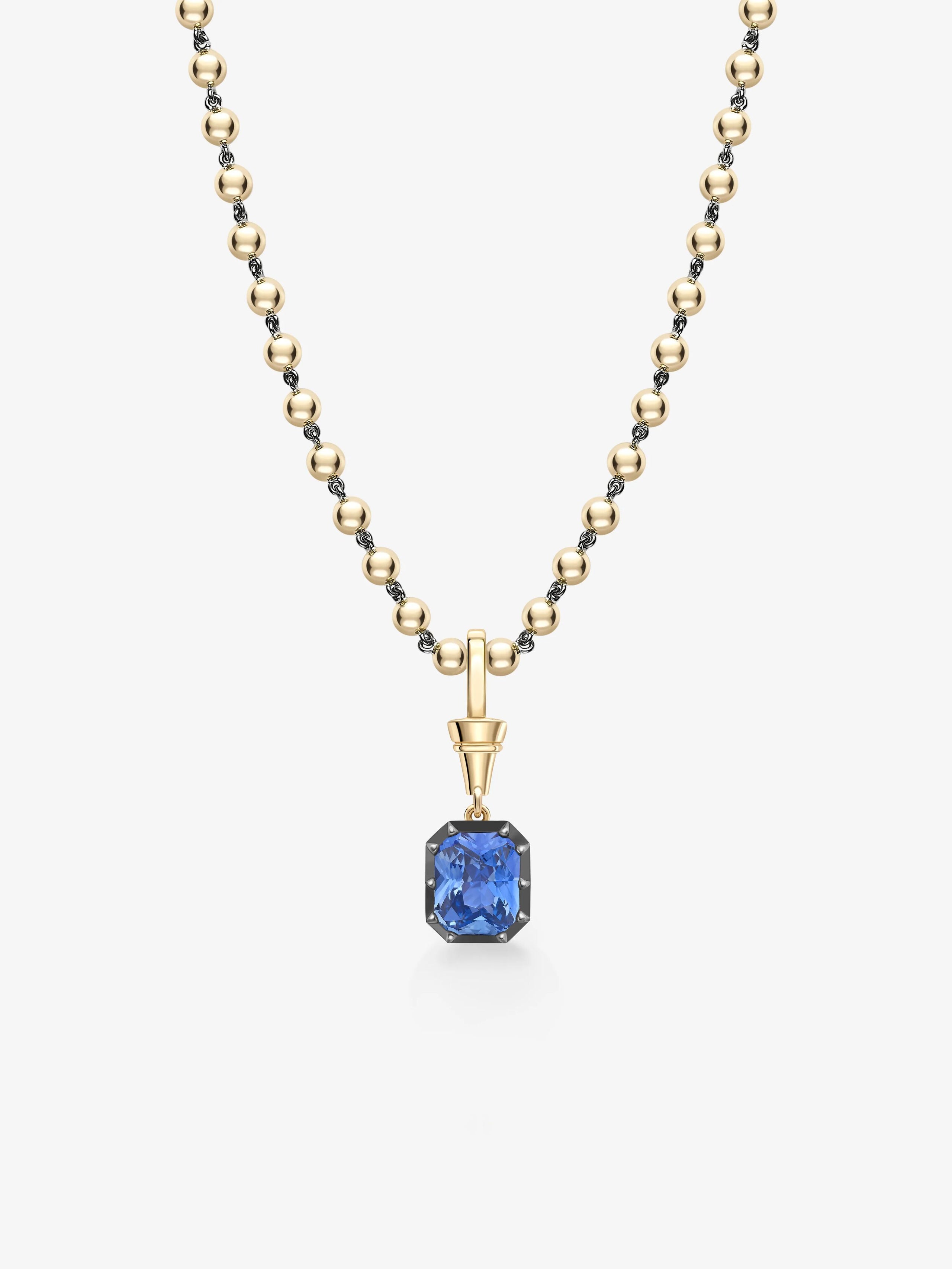 Ball n Chain 5.03ct Emerald Cut Sapphire Pendant View 2