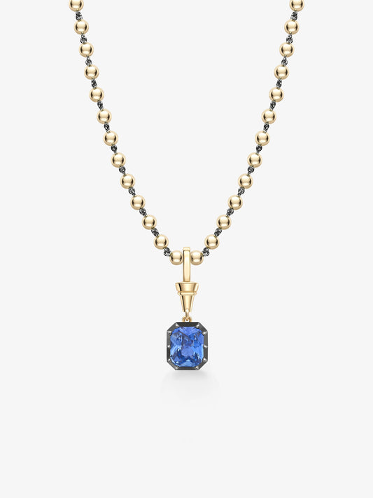 Ball n Chain 5.03ct Emerald Cut Sapphire Pendant View 2