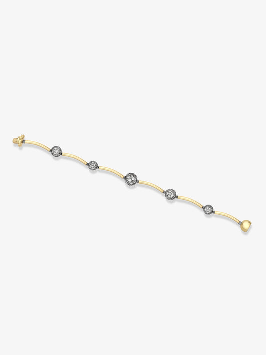Orbit Yellow Gold & Pavé Diamond Sphere Bracelet View 2