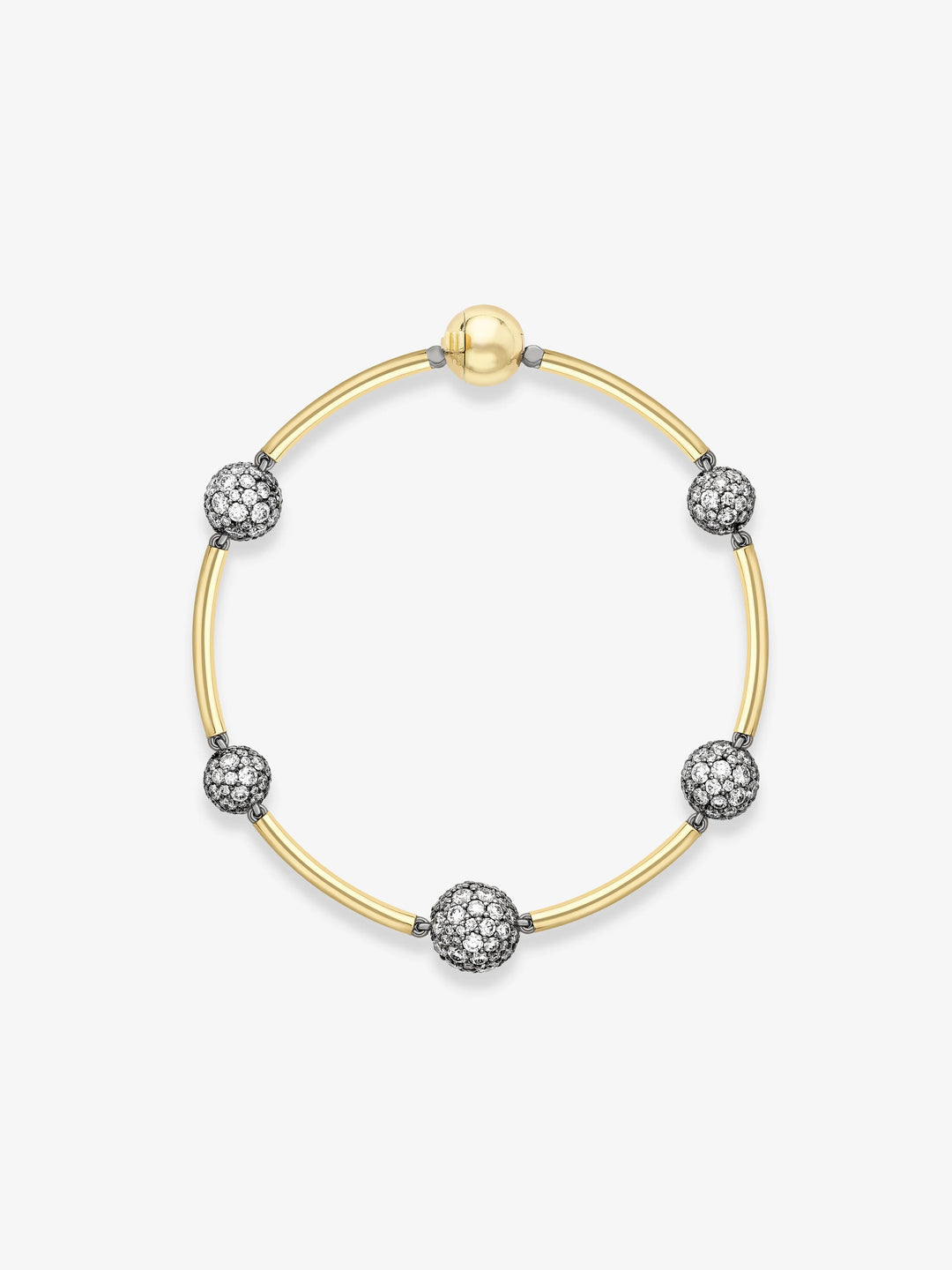 Orbit Yellow Gold & Pavé Diamond Sphere Bracelet  View 1
