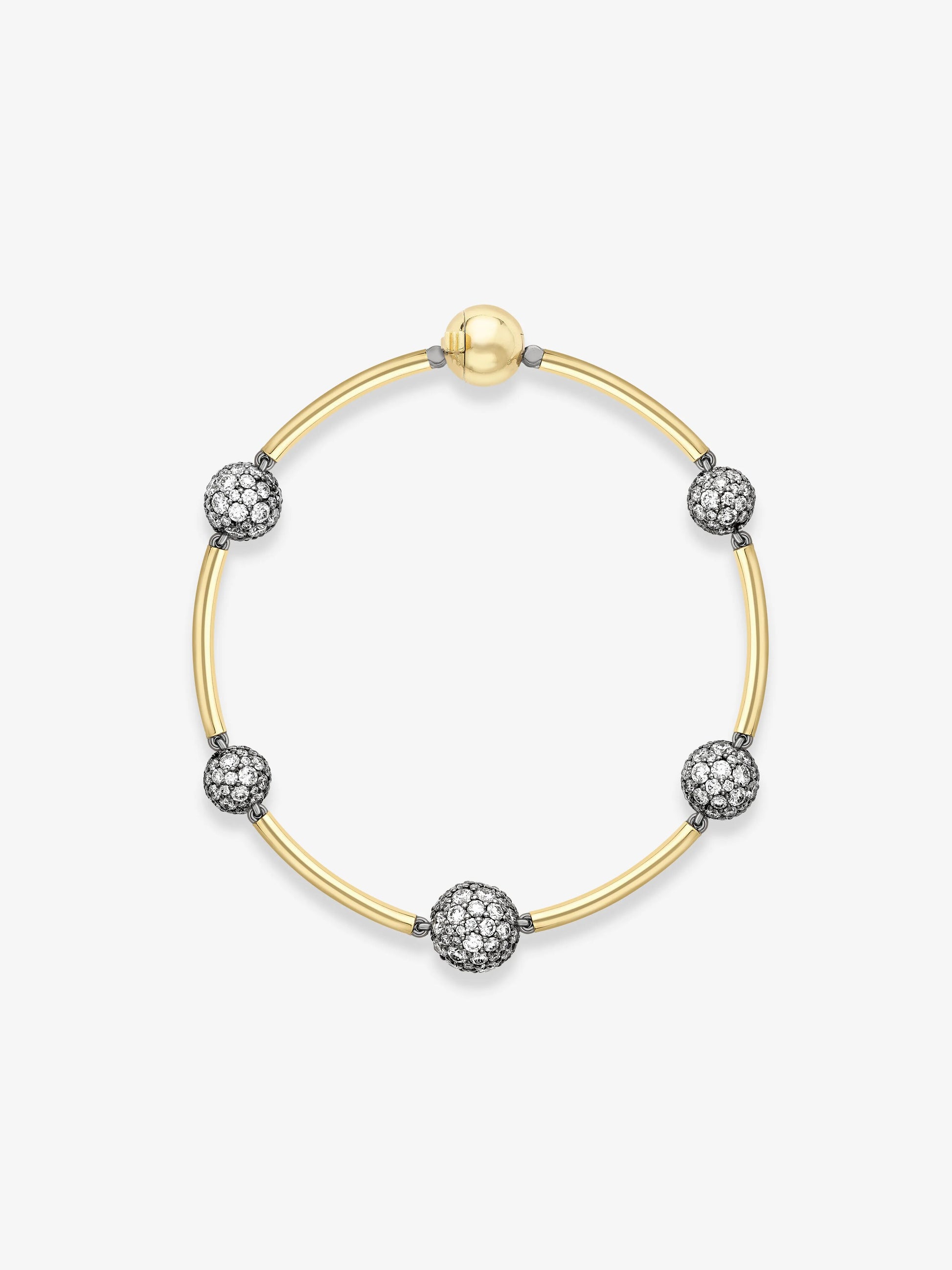 Orbit Yellow Gold & Pavé Diamond Sphere Bracelet View 1