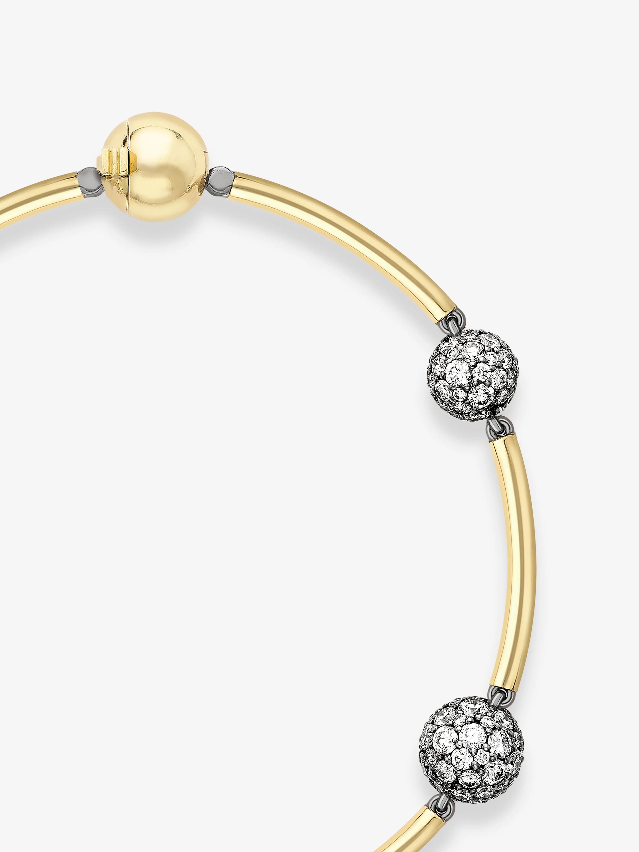 Orbit Yellow Gold & Pavé Diamond Sphere Bracelet View 4