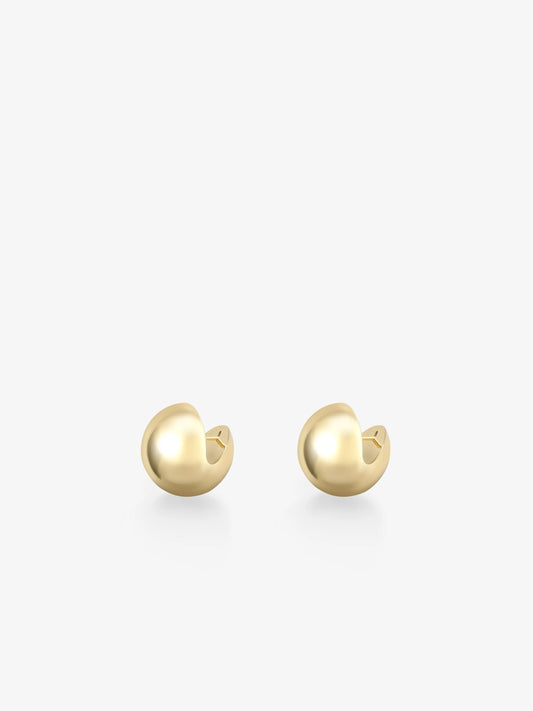 Orbit Yellow Gold Small Stud Sphere Earrings View 2