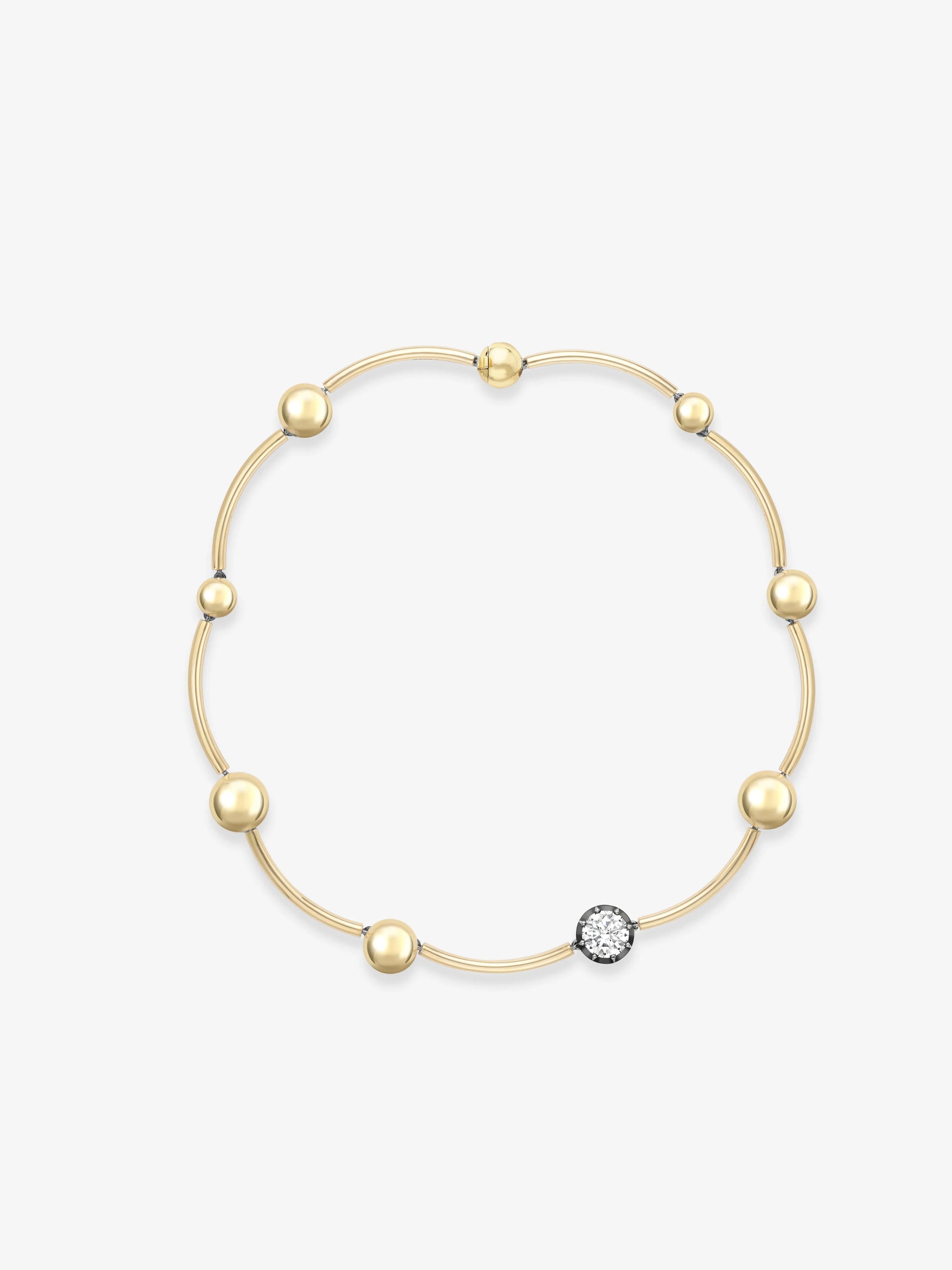 Orbit Yellow Gold & Diamond Sphere Necklace View 1