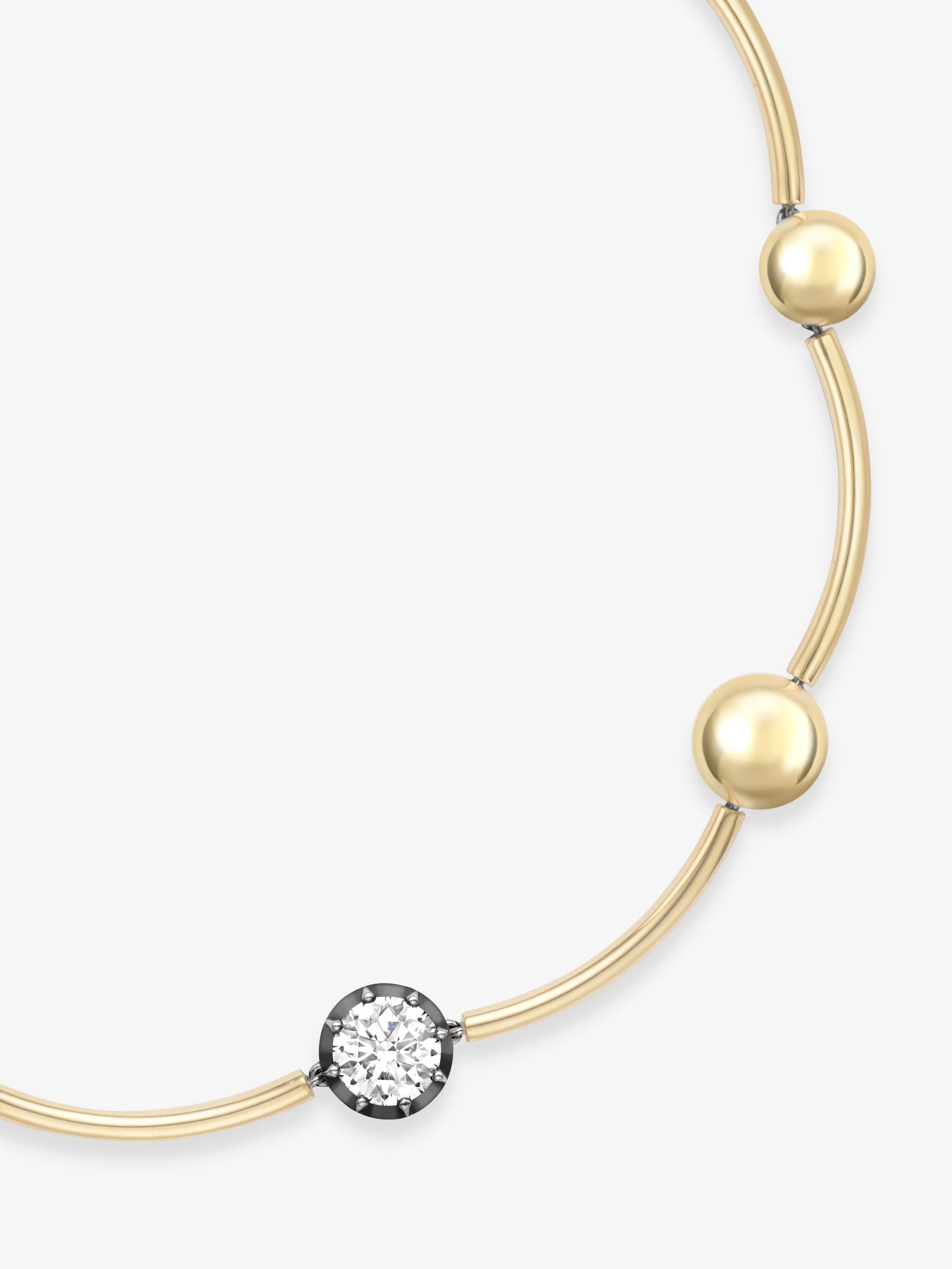 Orbit Yellow Gold & Diamond Sphere Necklace View 2