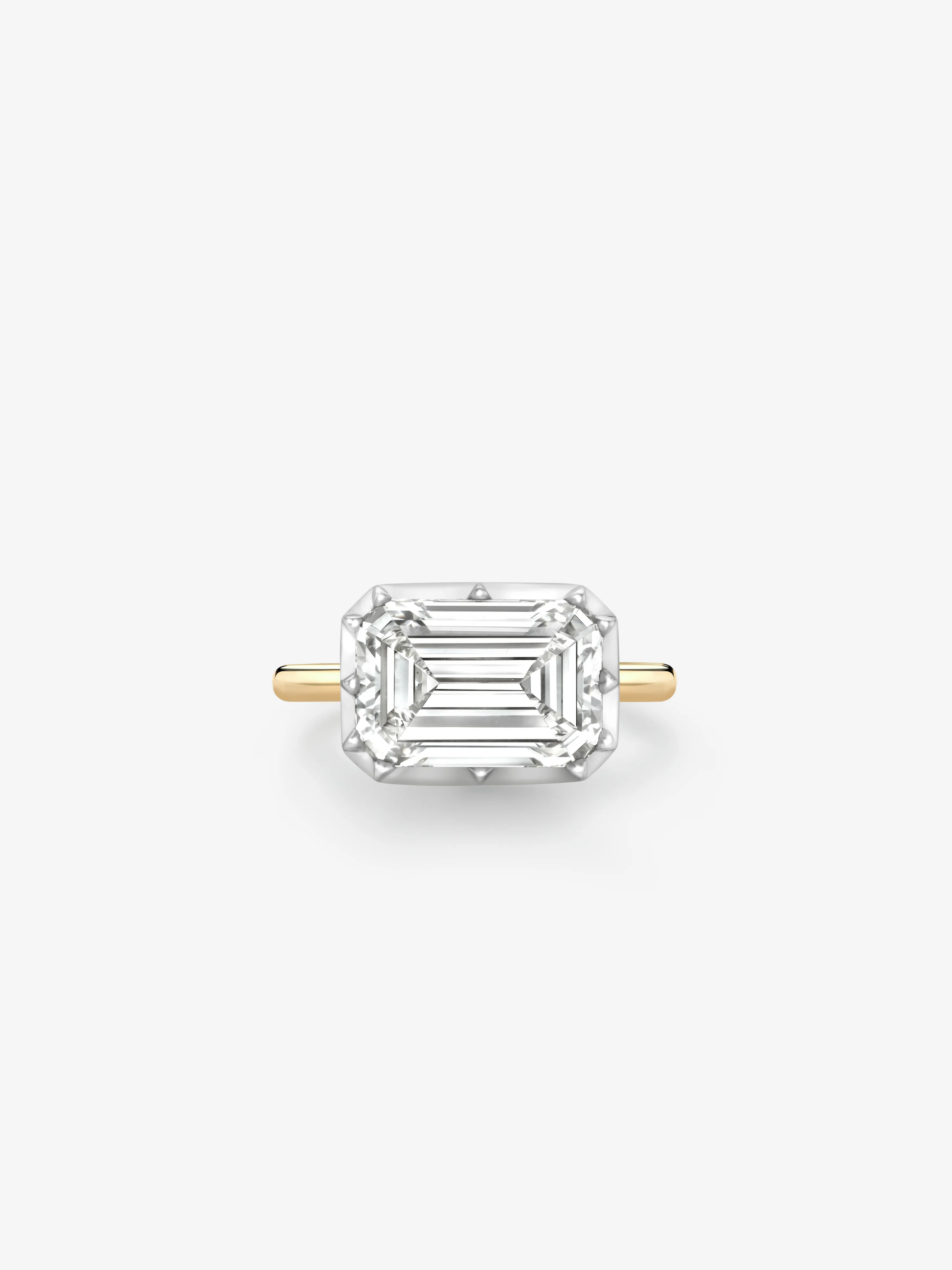 5.50ct East-West Emerald Cut Diamond Button Back Ring View 1