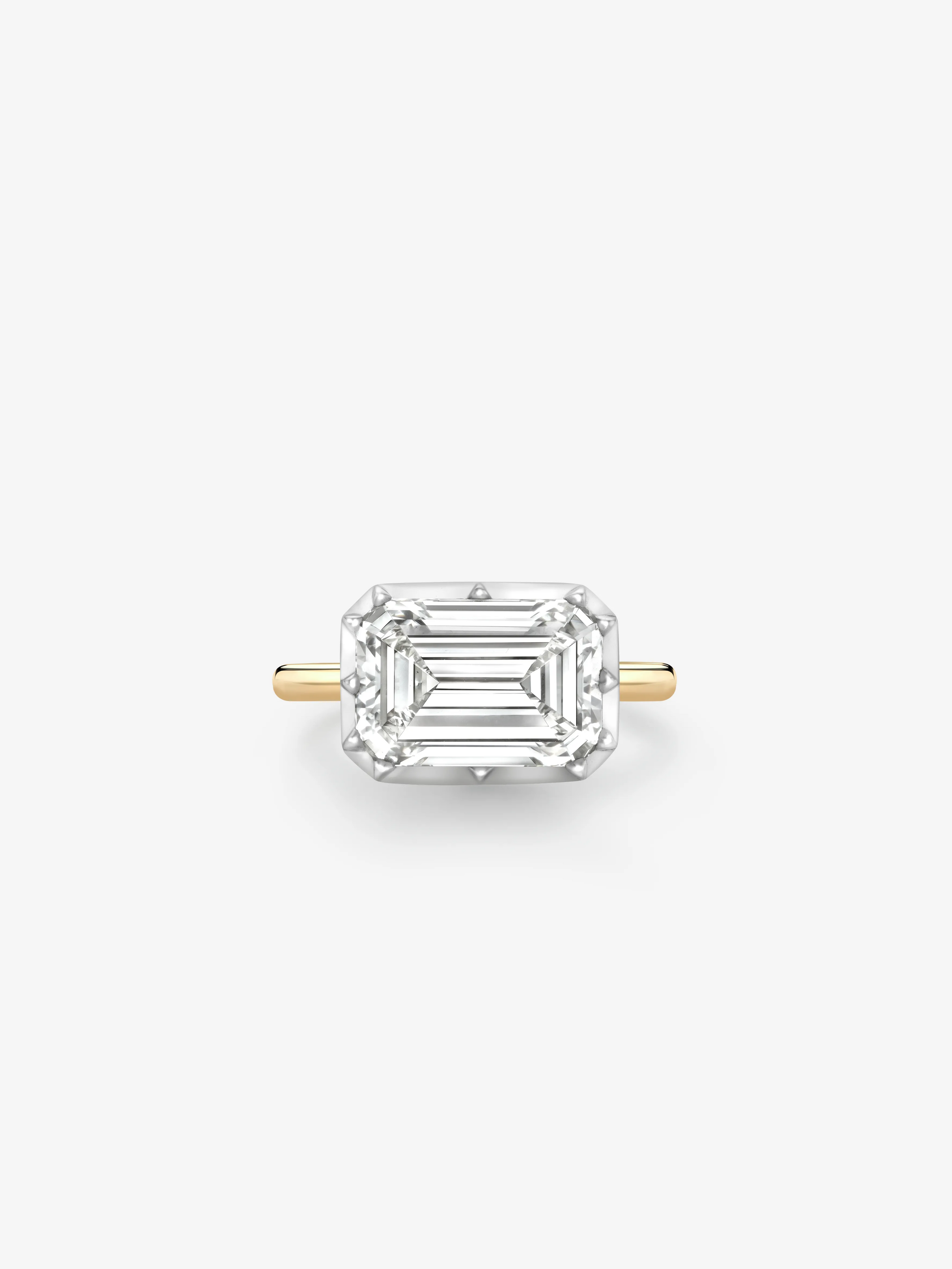 5.50ct East-West Emerald Cut Diamond Button Back Ring View 1