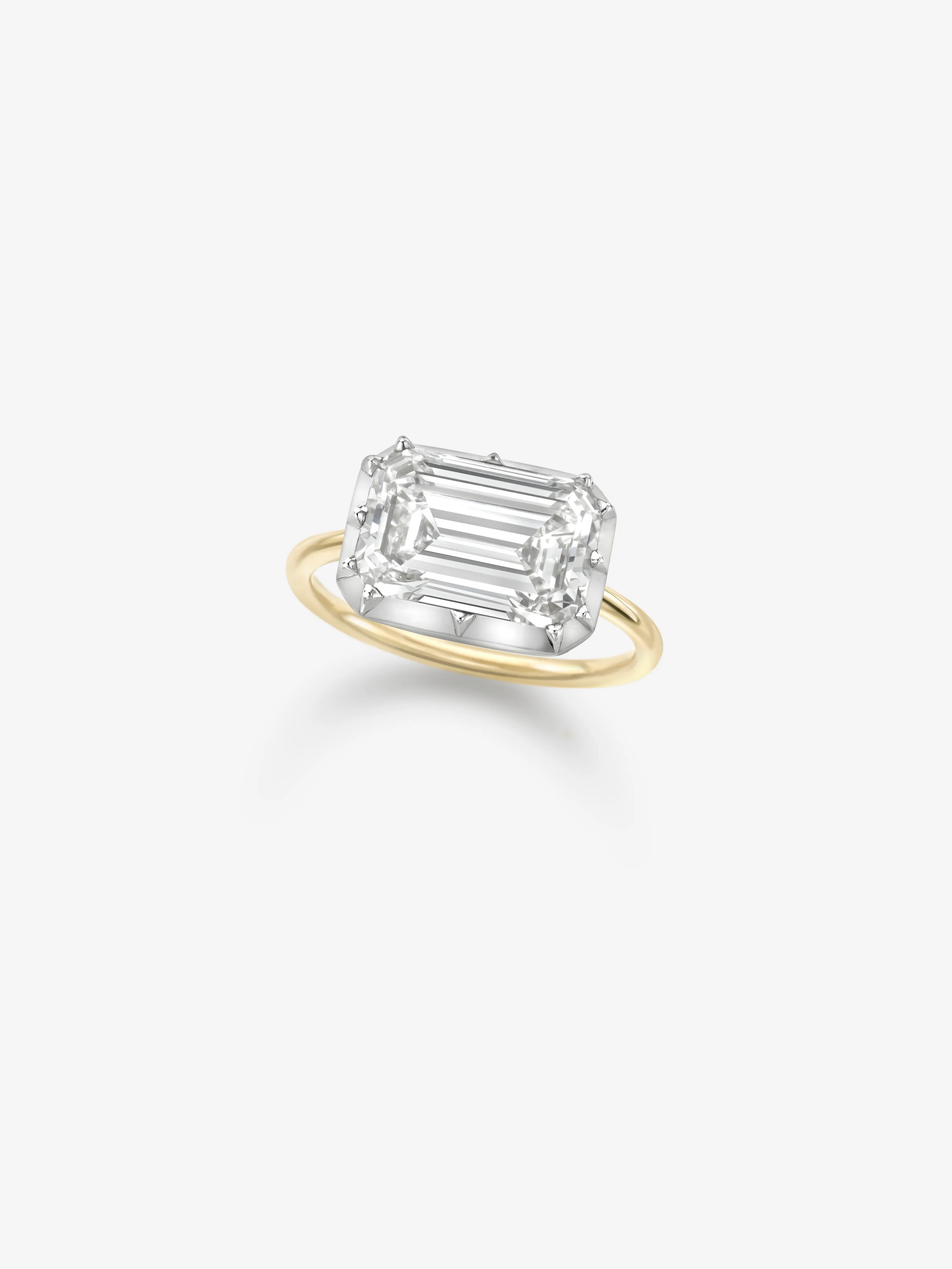 5.50ct East-West Emerald Cut Diamond Button Back Ring View 2