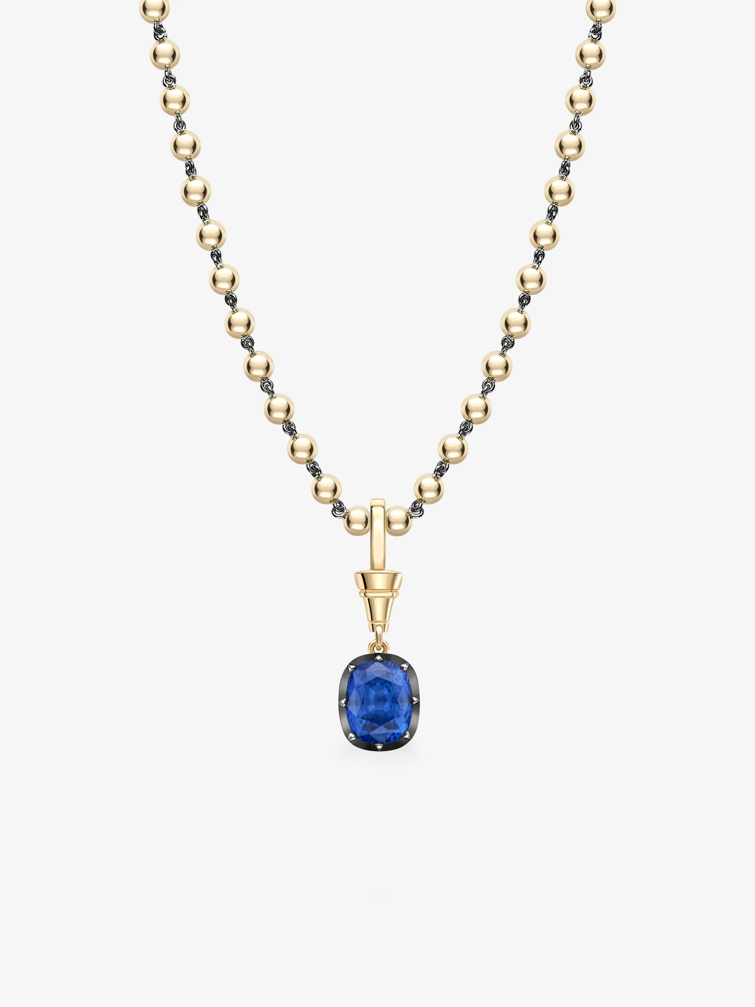 Ball n Chain 4.45ct Cushion Cut Sapphire Pendant View 2