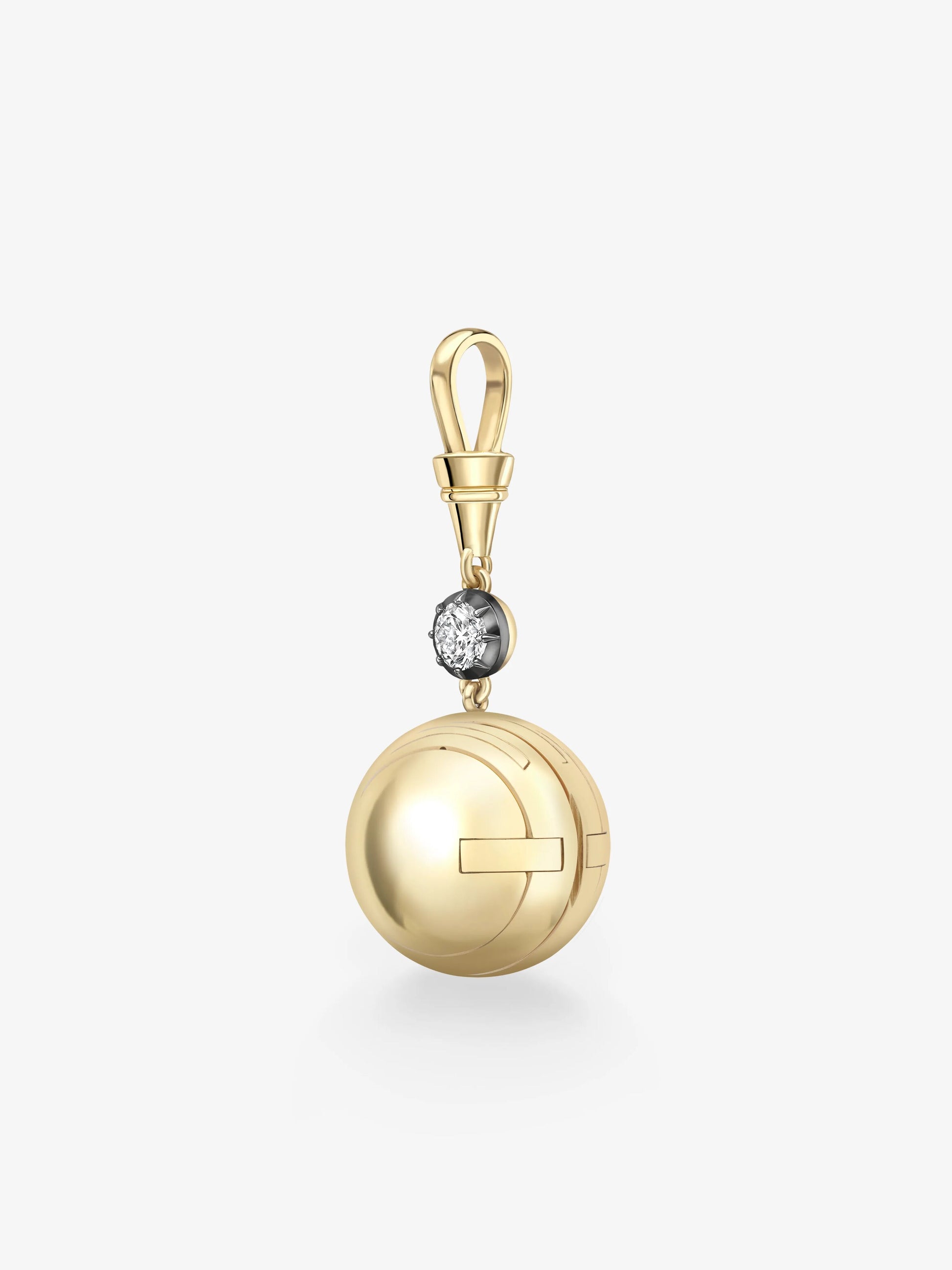 Orbit Yellow Gold & 0.40ct Diamond Sphere Locket Pendant View 4