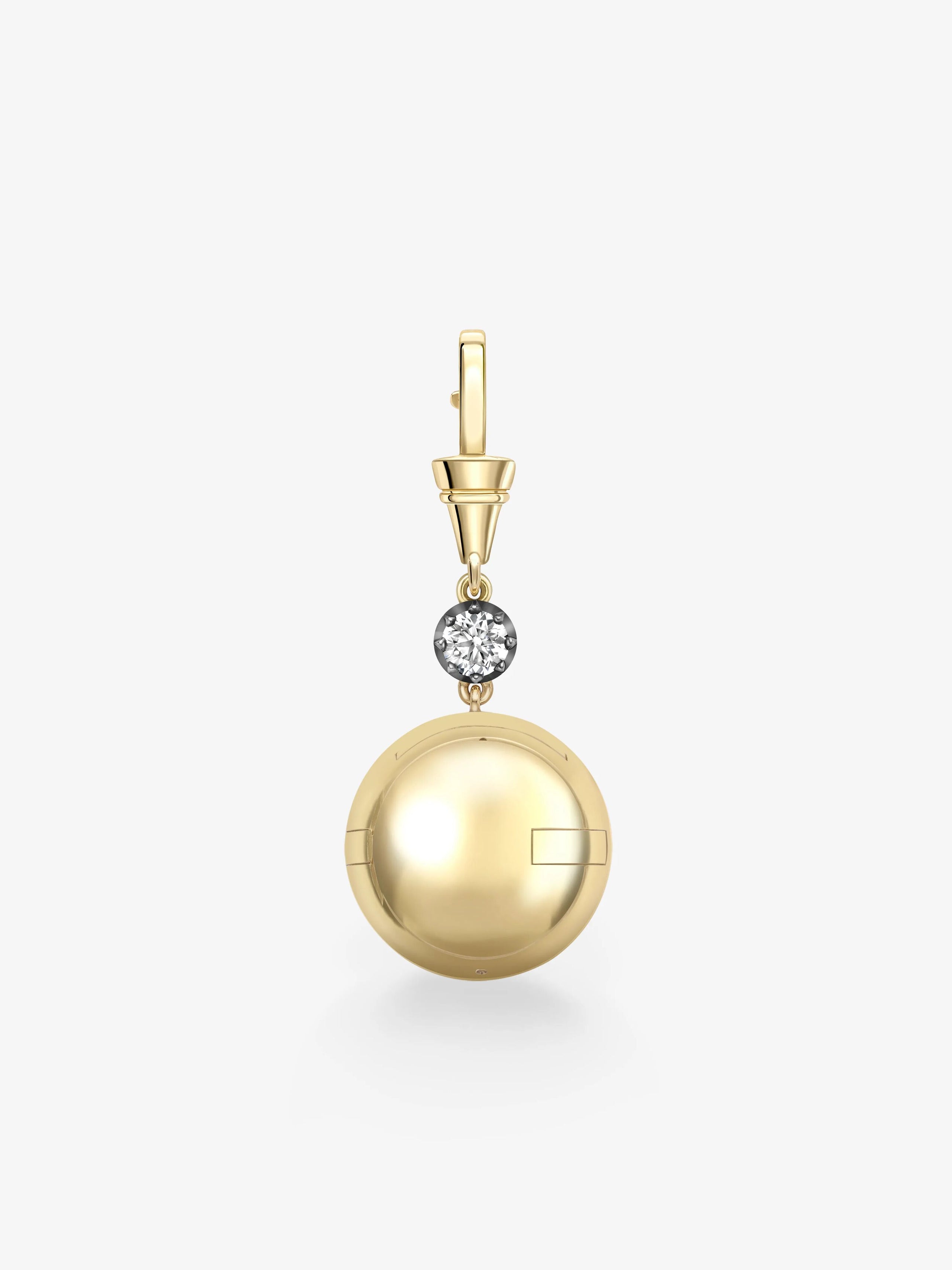Orbit Yellow Gold & 0.40ct Diamond Sphere Locket Pendant View 1