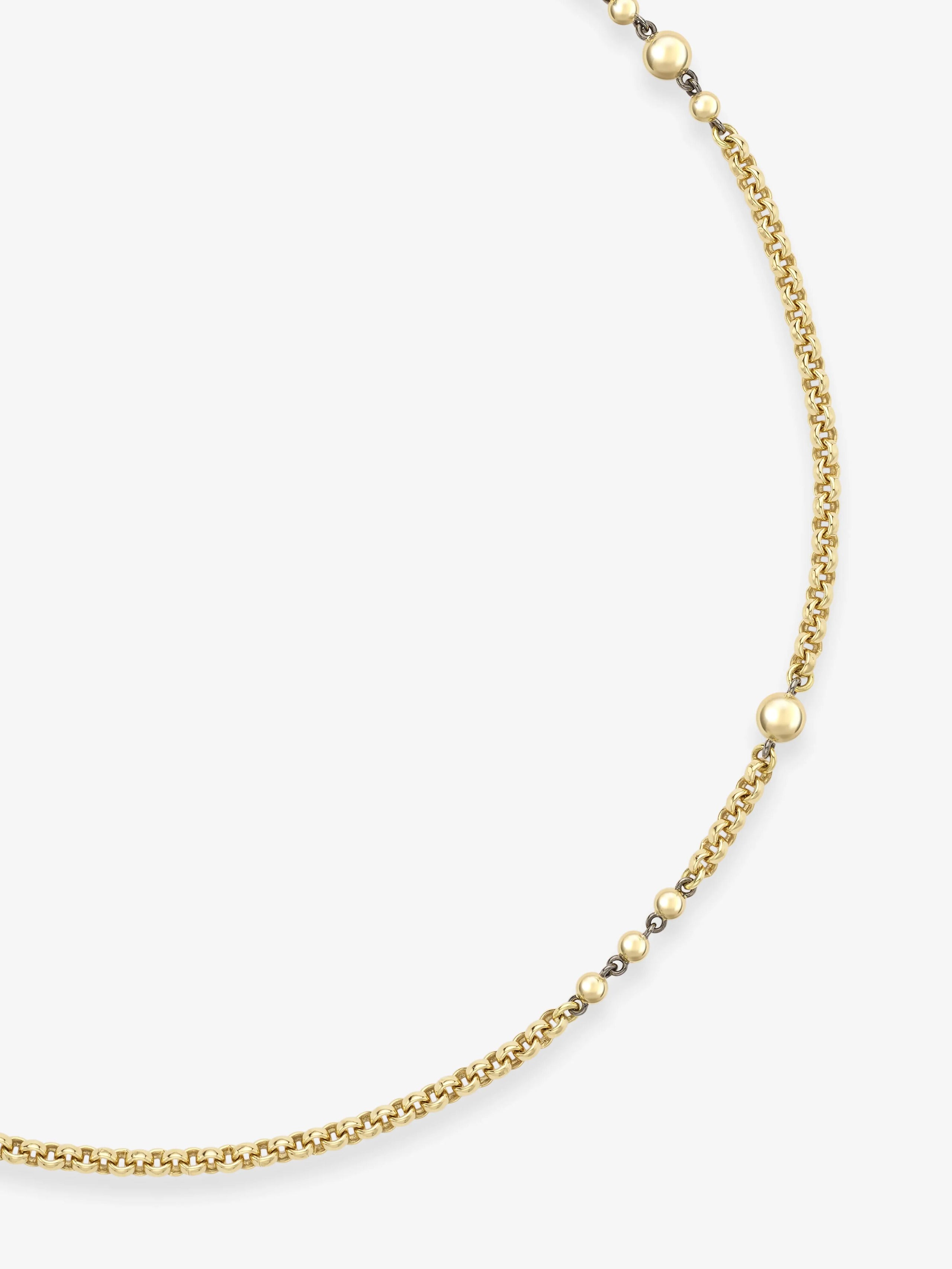 Orbit Yellow Gold Belcher Ball n Chain 16" Necklace View 2