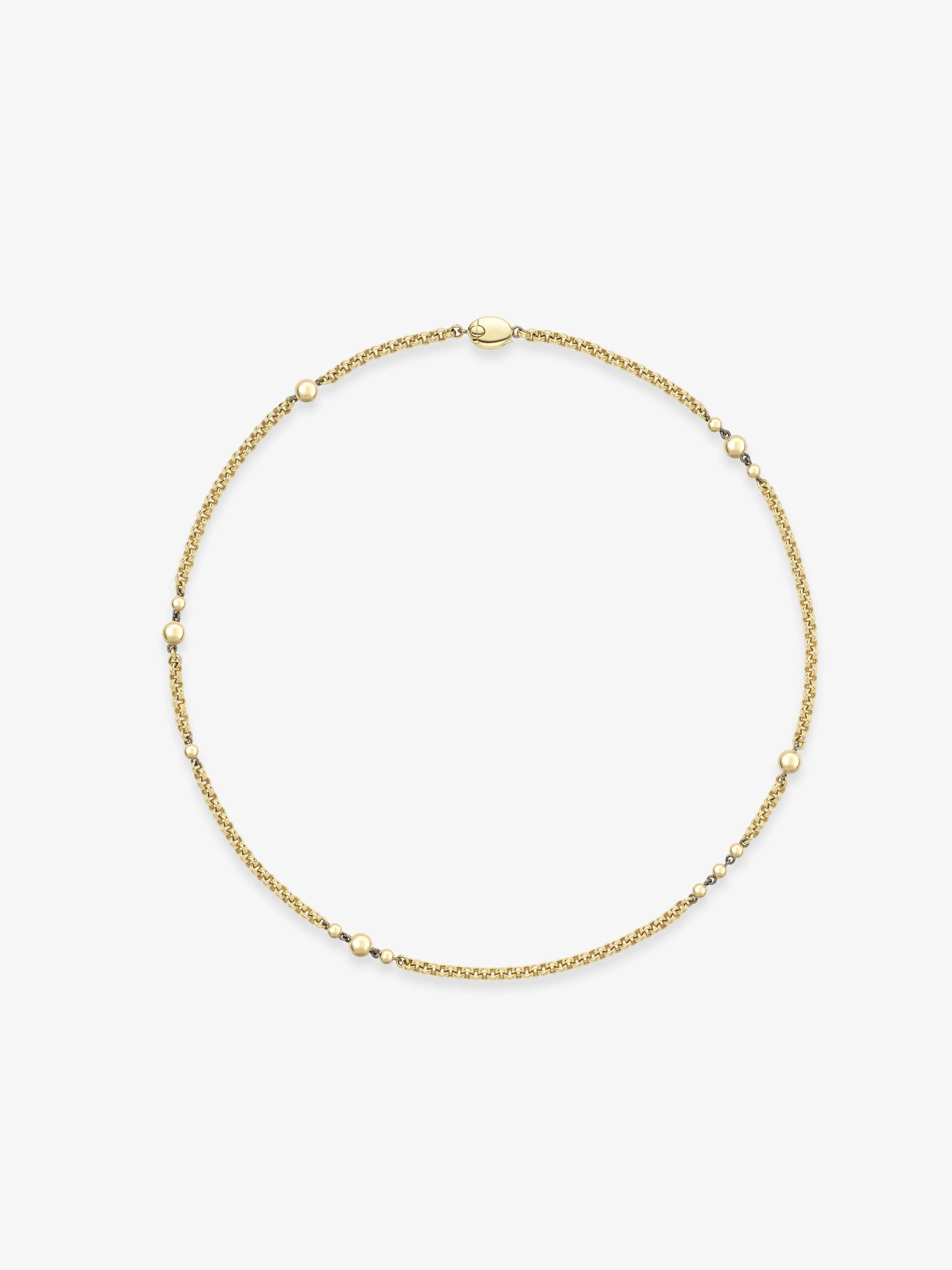 Orbit Yellow Gold Belcher Ball n Chain 16" Necklace View 1