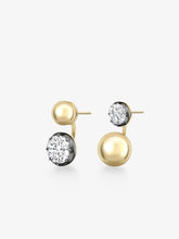 Orbit Asymmetric Yellow Gold 3.40ct & 1.31ct Diamond Sphere Earrings