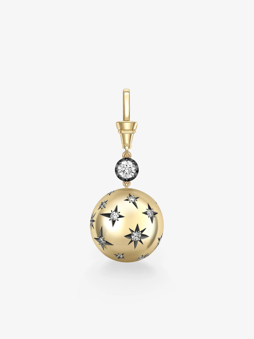 Orbit Yellow Gold & Diamond Star-Set Sphere Pendant  View 1