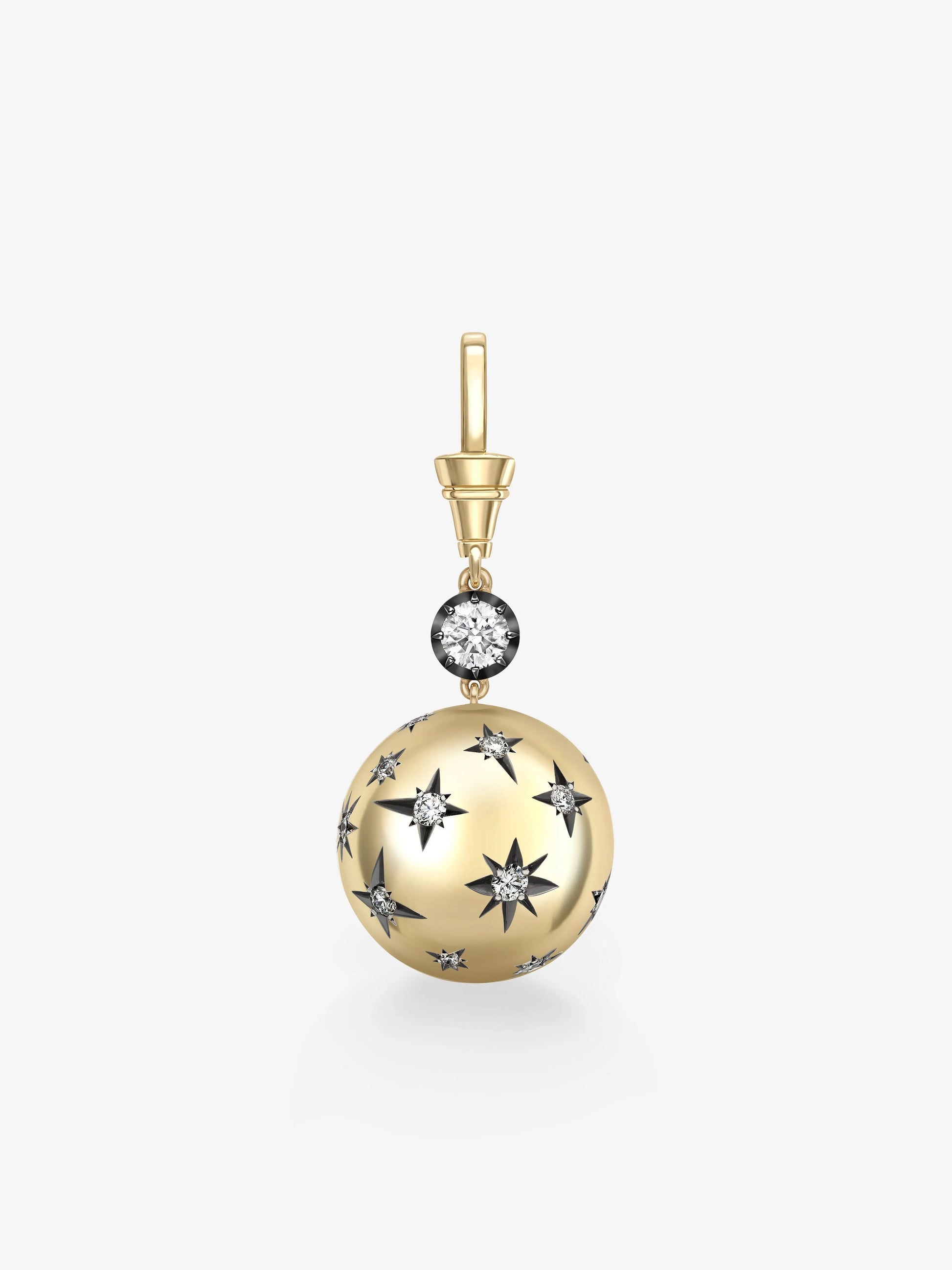 Orbit Yellow Gold & Diamond Star-Set Sphere Pendant View 1