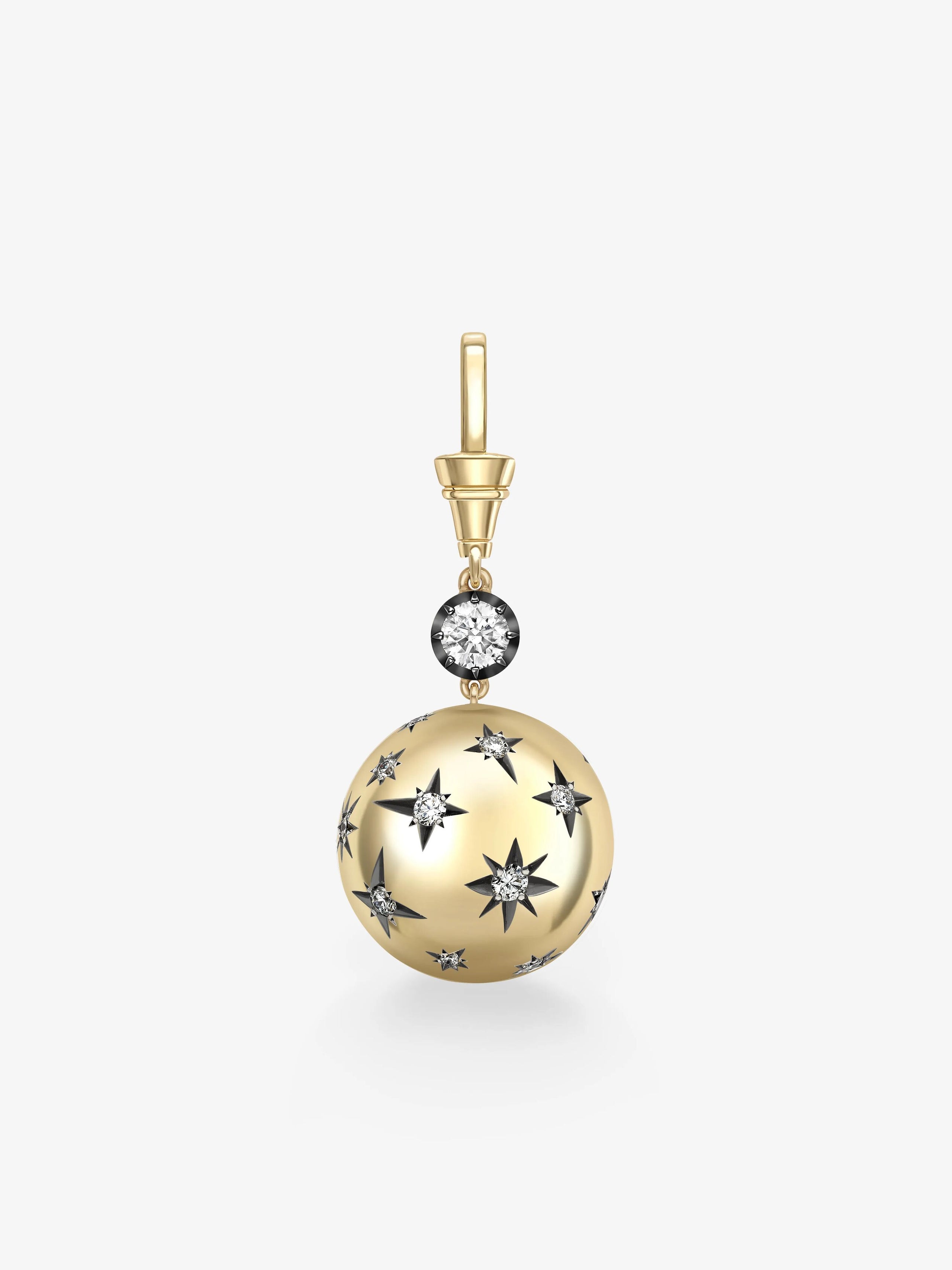 Orbit Yellow Gold & Diamond Star-Set Sphere Pendant View 1