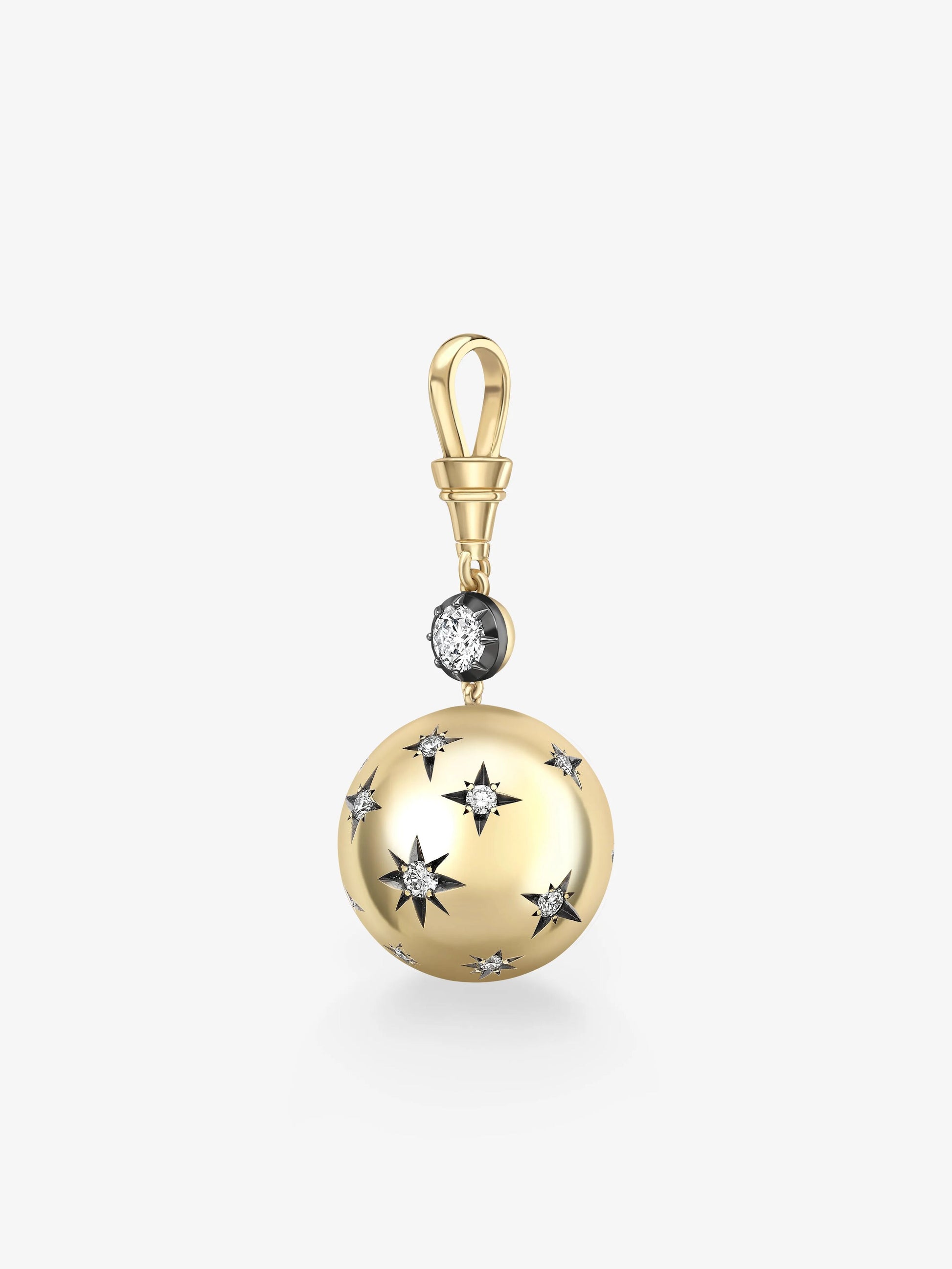 Orbit Yellow Gold & Diamond Star-Set Sphere Pendant View 6